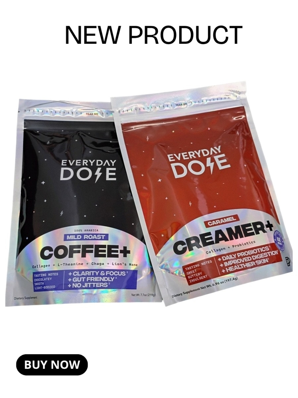 NEW Dose Mushroom Coffee+ (Mild Roast) & Creamer+ (Caramel) Duo